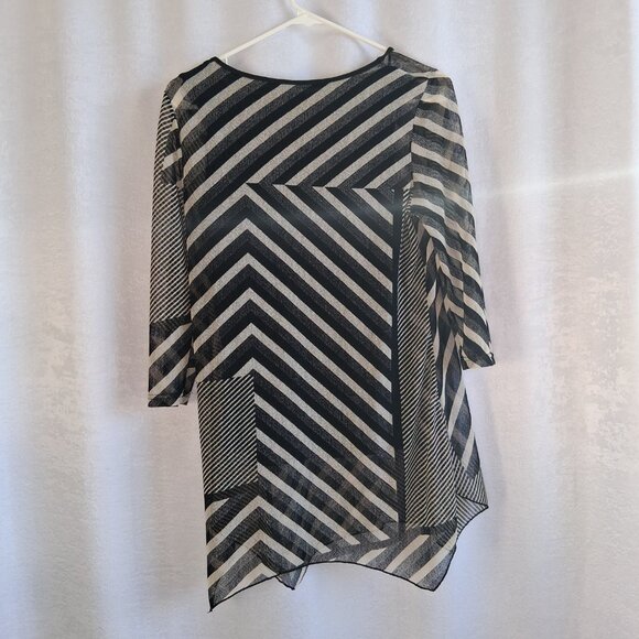 17– Bold Papa Vancouver Avant-garde Striped Sheer Long Sleeve S Black & White - Picture 6 of 7